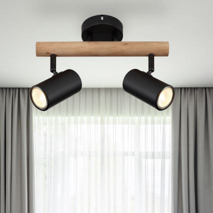 Globo - Lampa punktowa 2xGU10/5W/230V drewno/metal