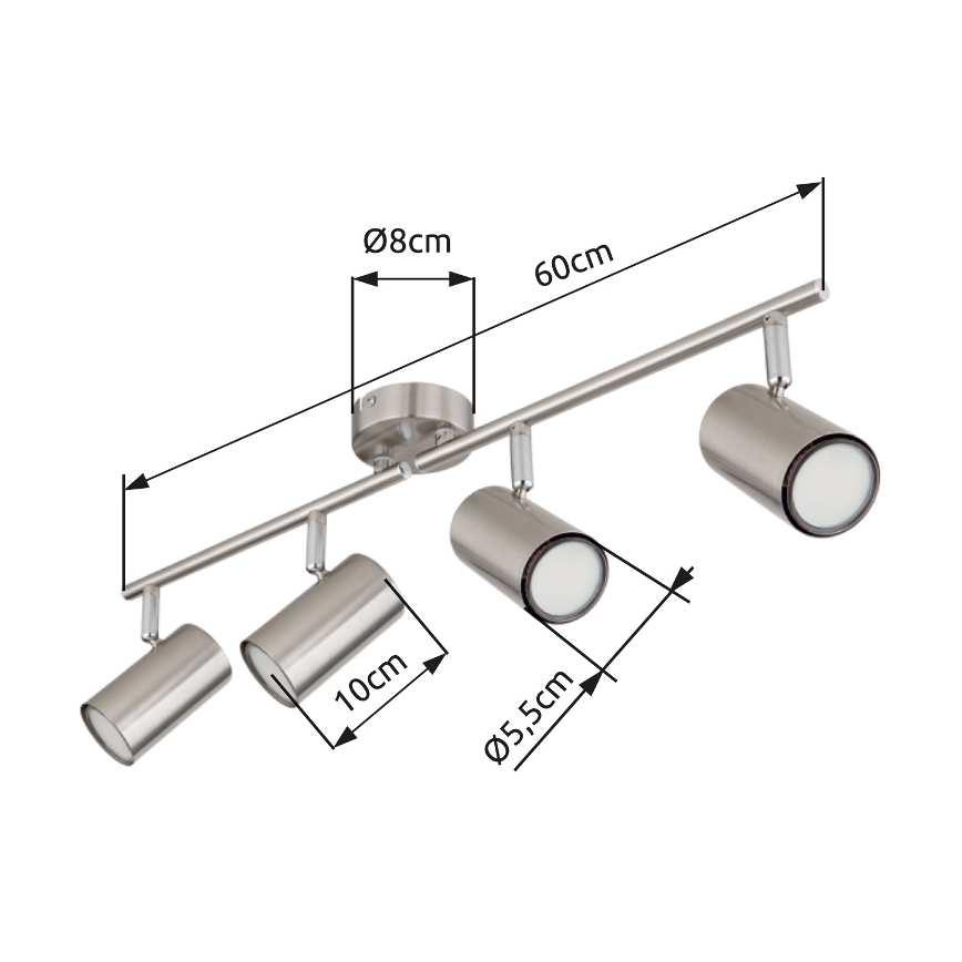 Globo - Oświetlenie punktowe 4xGU10/25W/230V matowy chrom