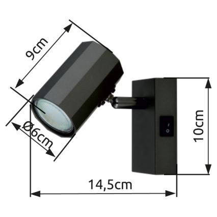 Globo - Kinkiet punktowy 1xGU10/25W/230V czarny