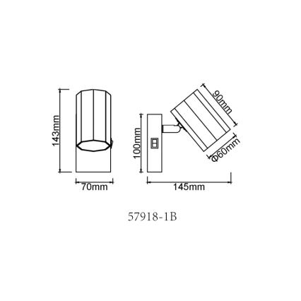 Globo - Kinkiet punktowy 1xGU10/25W/230V czarny