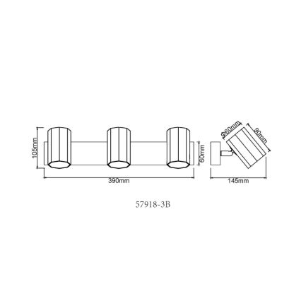 Globo - Oświetlenie punktowe 3xGU10/25W/230V czarny