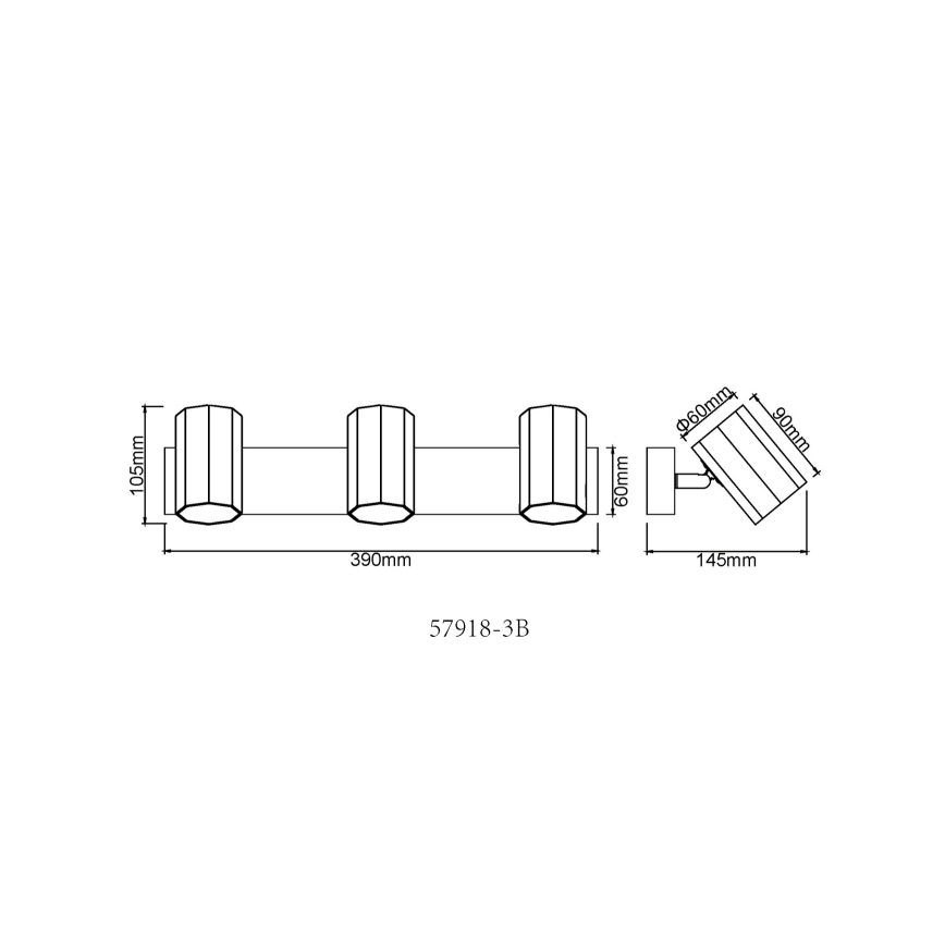 Globo - Oświetlenie punktowe 3xGU10/25W/230V czarny