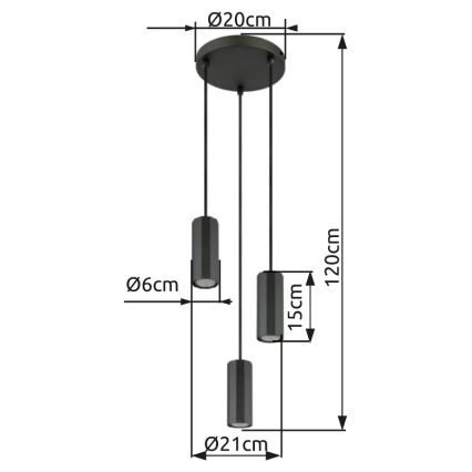 Globo - Żyrandol na lince 3xGU10/25W/230V czarny