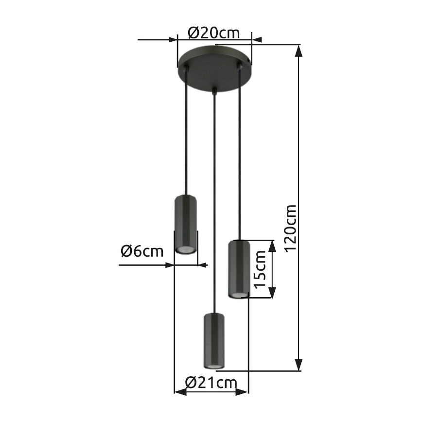 Globo - Żyrandol na lince 3xGU10/25W/230V czarny