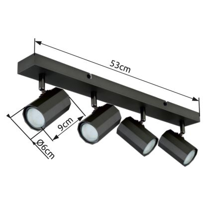 Globo - Oświetlenie punktowe 4xGU10/25W/230V czarny