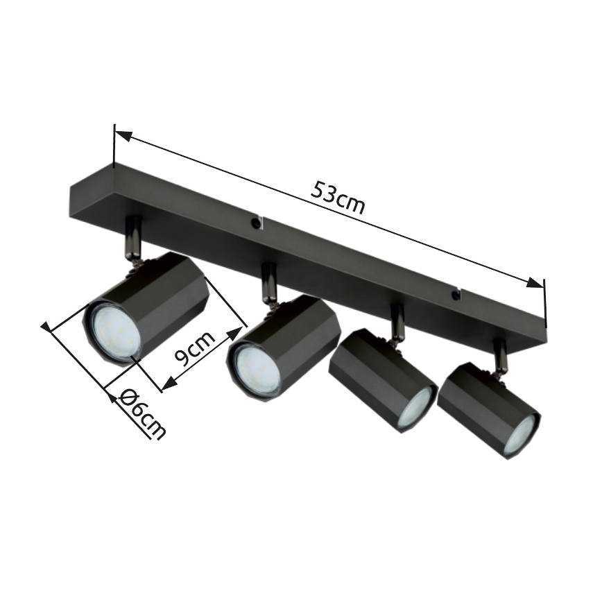 Globo - Oświetlenie punktowe 4xGU10/25W/230V czarny