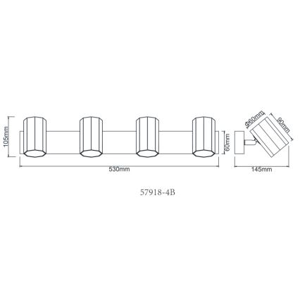 Globo - Oświetlenie punktowe 4xGU10/25W/230V czarny