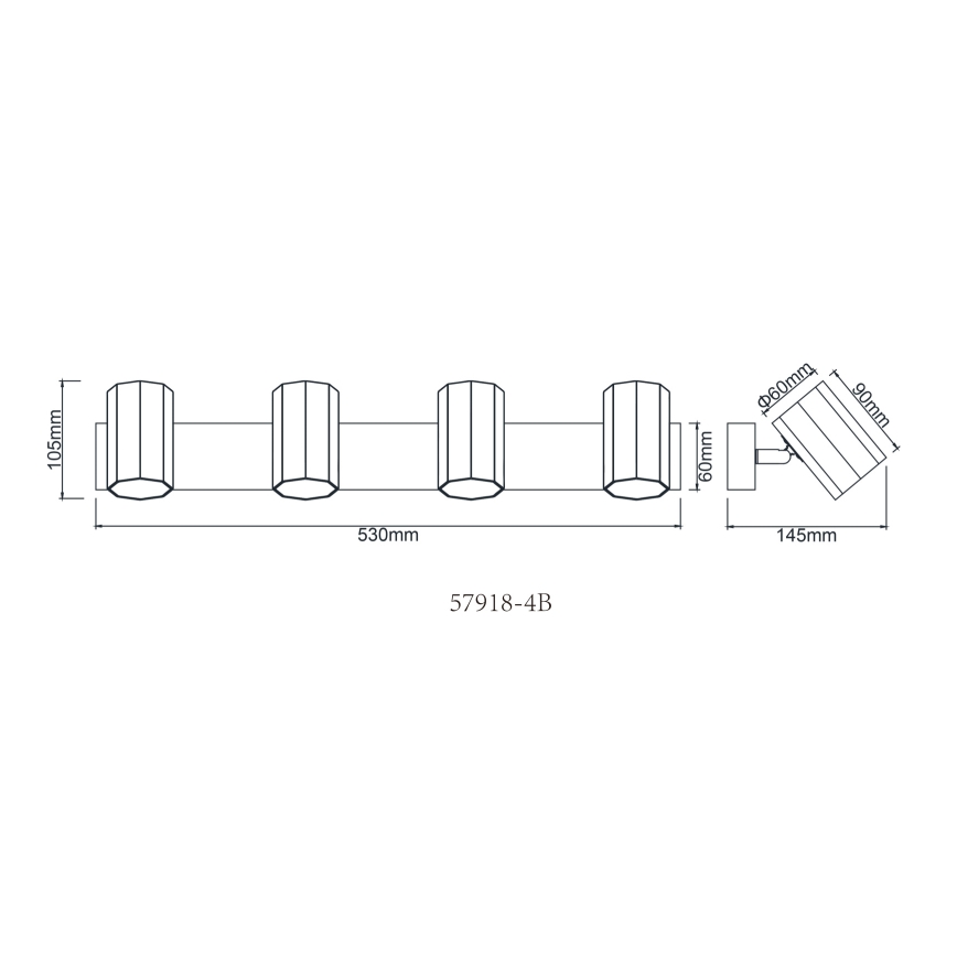 Globo - Oświetlenie punktowe 4xGU10/25W/230V czarny