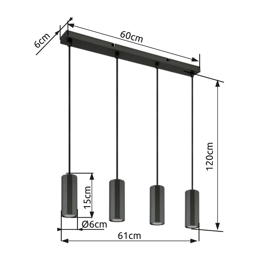 Globo - Żyrandol na lince 4xGU10/25W/230V czarny