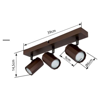 Globo - Oświetlenie punktowe 3xGU10/25W/230V brązowy