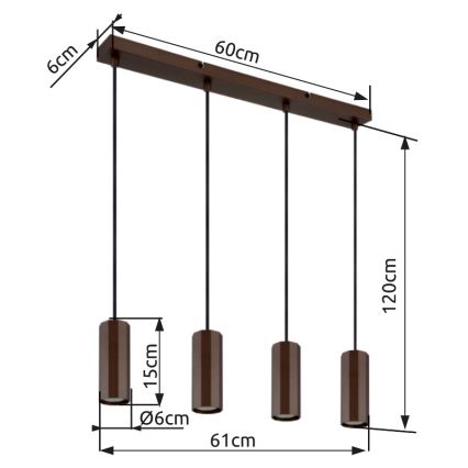 Globo - Żyrandol na lince 4xGU10/25W/230V brązowy