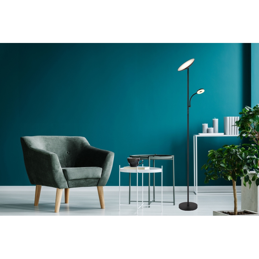 Globo - LED Ściemnialna lampa podłogowa LED/20W/230V+ LED/5W 3000/4000/6500K czarna