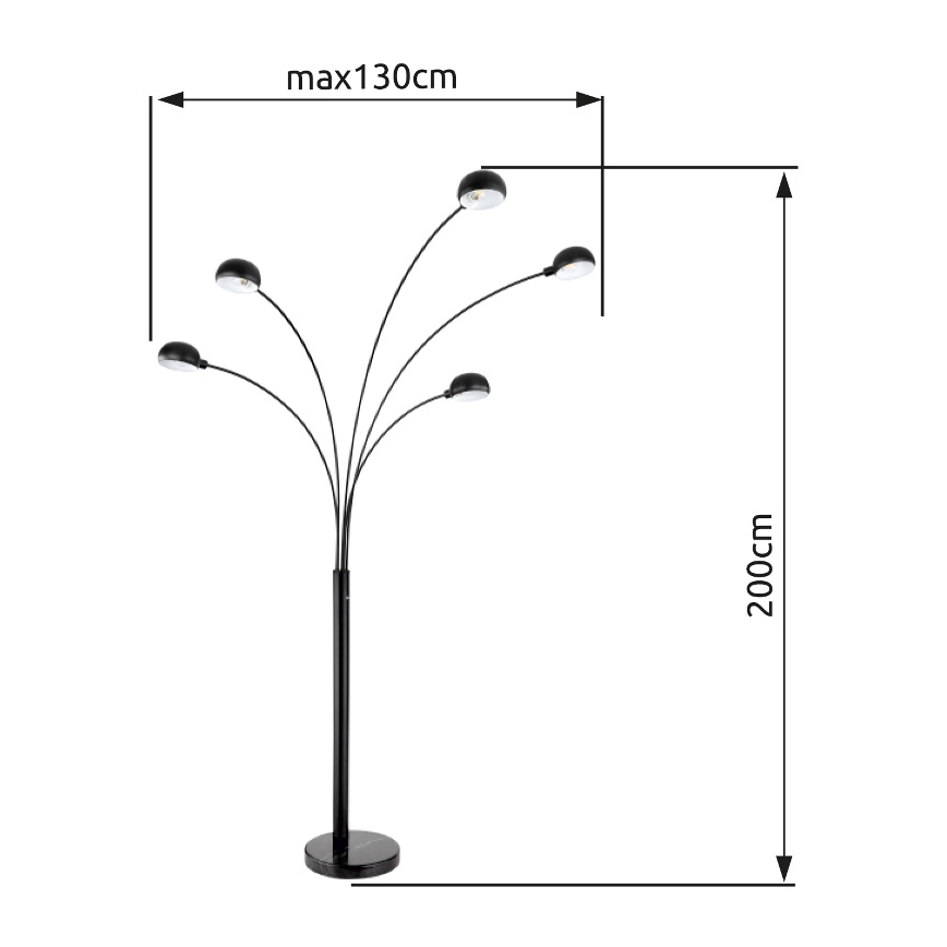 Globo - Lampa podłogowa 5xE14/40W/230V czarny