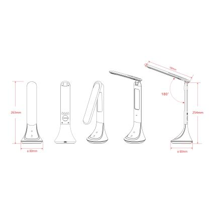 Globo - LED Ściemnialna akumulatorowa lampa stołowa z wyświetlaczem LED/4W/230V 2200 mAh czarna
