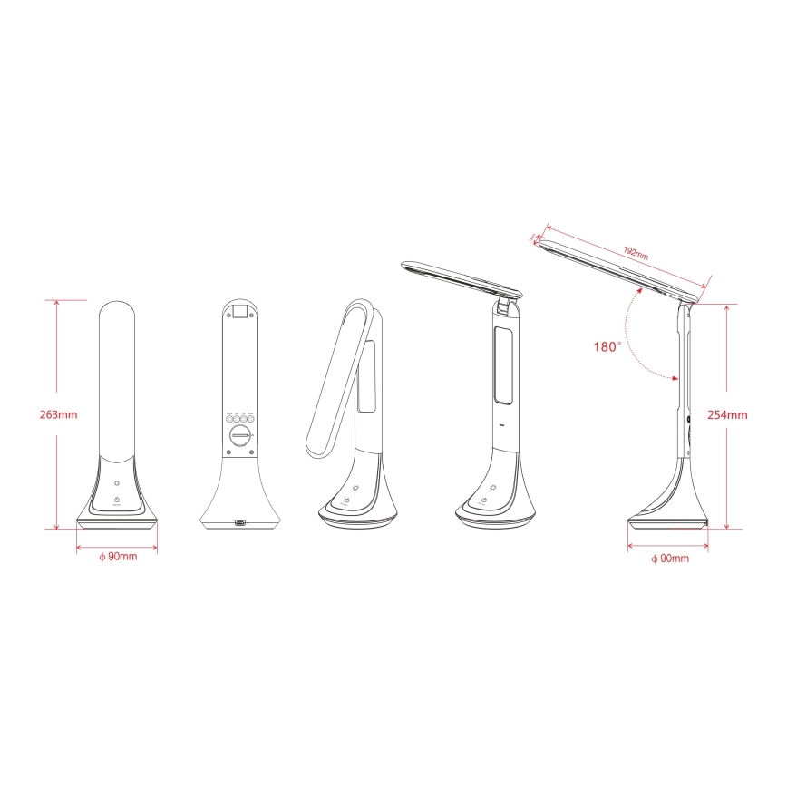Globo - Ładowalna, ściemnialna lampa stołowa LED z wyświetlaczem, 4W/230V, 2200 mAh, biała