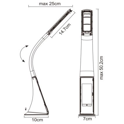Globo - LED ściemnialna dotykowa lampka biurkowa z wyświetlaczem LED/6,5W/230V 3000/4500/5800K biała