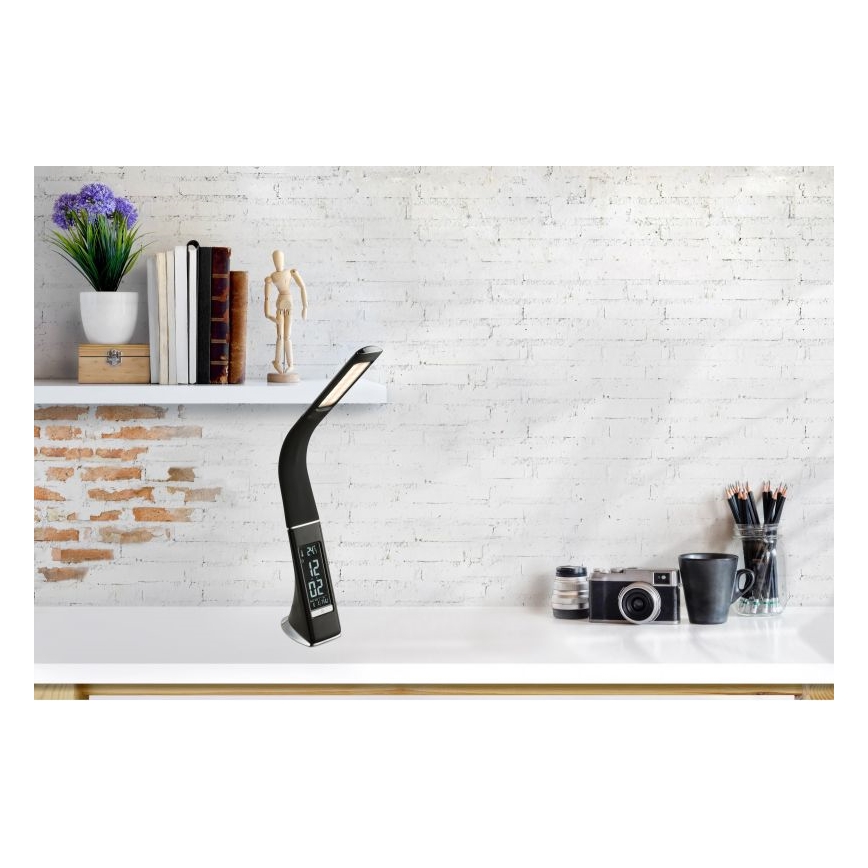 Globo - ściemniana dotykowa lampka biurkowa z wyświetlaczem LED/6,5W/230V 3000/4500/5800K czarna