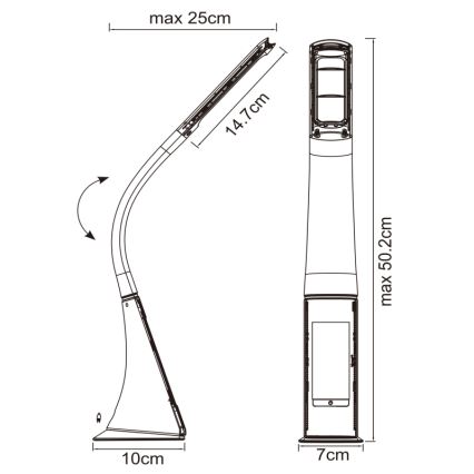 Globo - ściemniana dotykowa lampka biurkowa z wyświetlaczem LED/6,5W/230V 3000/4500/5800K czarna
