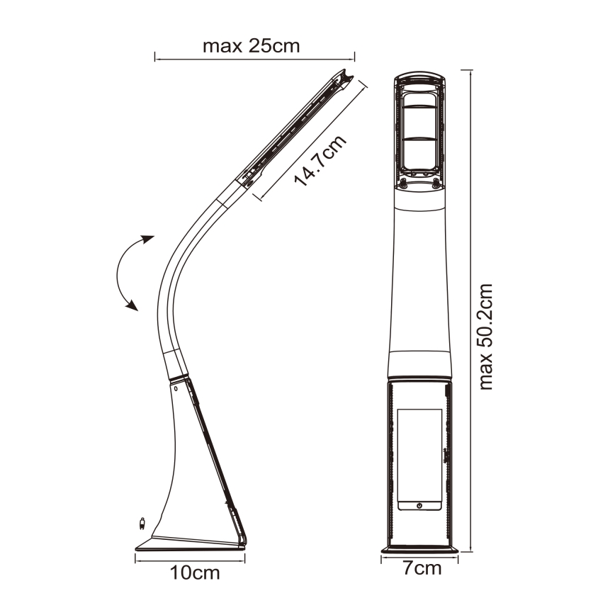 Globo - ściemniana dotykowa lampka biurkowa z wyświetlaczem LED/6,5W/230V 3000/4500/5800K czarna