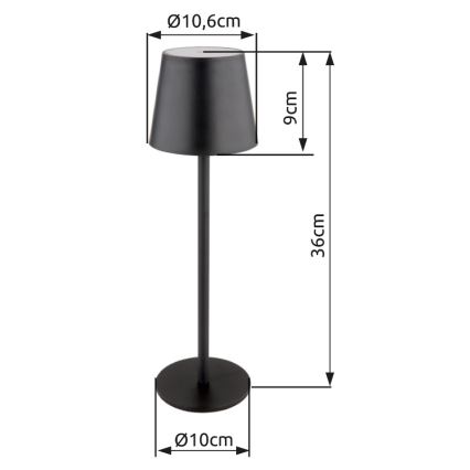 Globo - LED Ściemnialna dotykowa zewnętrzny lampa LED/3W/3,7V IP44 1800 mAh USB czarny