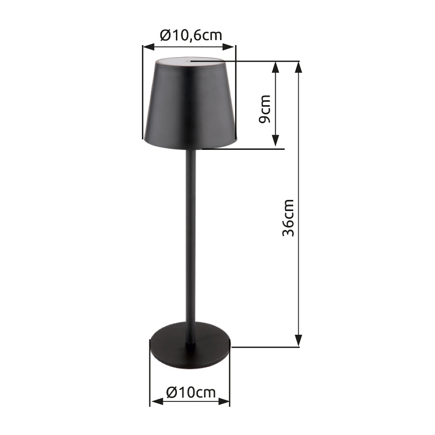 Globo - LED Ściemnialna dotykowa zewnętrzny lampa LED/3W/3,7V IP44 1800 mAh USB czarny
