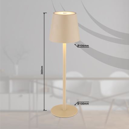 Globo - LED Ściemnialna dotykowa zewnętrzny lampa LED/3W/3,7V IP44 1800 mAh USB beżowy
