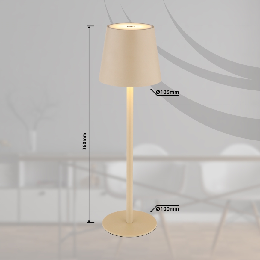 Globo - LED Ściemnialna dotykowa zewnętrzny lampa LED/3W/3,7V IP44 1800 mAh USB beżowy