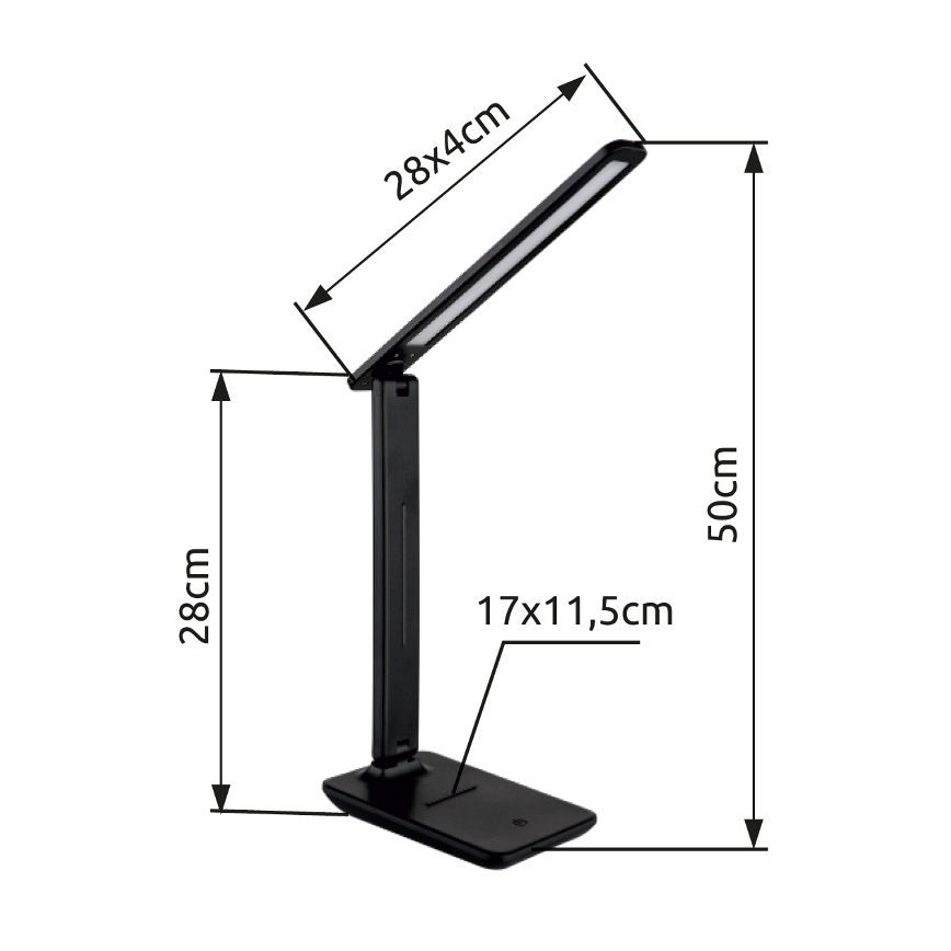 Globo - LED dotykowa lampa stołowa z regulacją jasności LED/5W/230V 2700/4000/6500K czarna