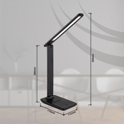 Globo - LED Dotykowa ściemnialna akumulatorowa lampa stołowa LED/5W/5V 2700/4000/6500K 1800 mAh czarna