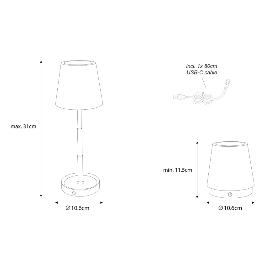 Globo - LED ściemniana dotykowa ładowalna lampka biurkowa LED/1,2W/5V 1200 mAh