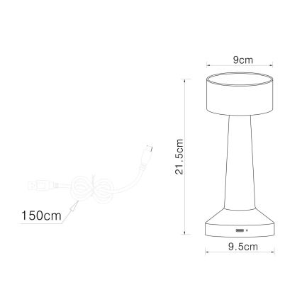 Globo - LED Ściemnialna dotykowa lampa stołowa LED/1W/3,7V 2700K/4000K/6500K 800 mAh USB złota