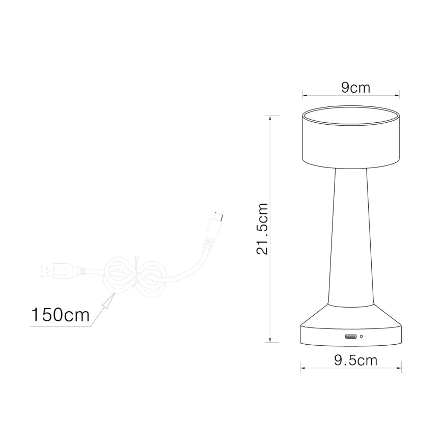 Globo - LED Ściemnialna dotykowa lampa stołowa LED/1W/3,7V 2700K/4000K/6500K 800 mAh USB złota