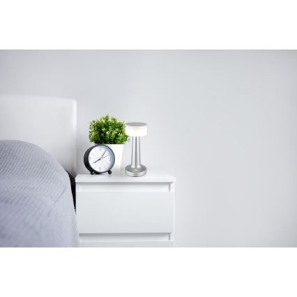 Globo - LED Ściemnialna dotykowa lampa stołowa LED/1W/3,7V 2700K/4000K/6500K 800 mAh USB matowy chrom
