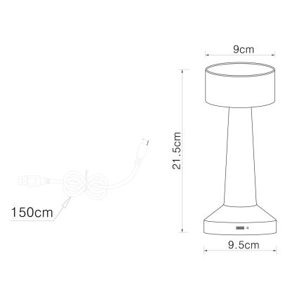 Globo - LED Ściemnialna dotykowa lampa stołowa LED/1W/3,7V 2700K/4000K/6500K 800 mAh USB matowy chrom