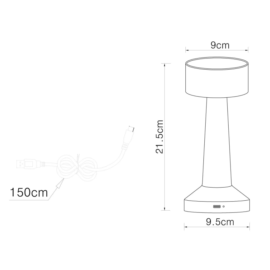 Globo - LED Ściemnialna dotykowa lampa stołowa LED/1W/3,7V 2700K/4000K/6500K 800 mAh USB matowy chrom