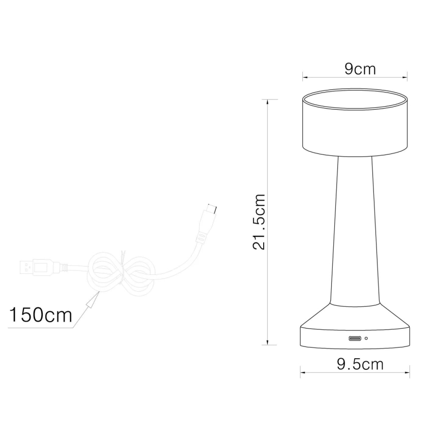 Globo - LED Ściemnialna dotykowa lampa stołowa LED/1W/3,7V 2700K/4000K/6500K 800 mAh USB czarna