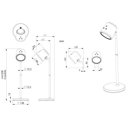 Globo - LED Ściemnialna dotykowa lampa stołowa 4w1 LED/6W/3,7V 3000K/4000K/6500K 1500 mAh USB biała