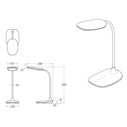 Globo - LED Ściemnialna dotykowa lampa stołowa LED/9W/230V 3000K/4000K/6500K CRI 90 czarna