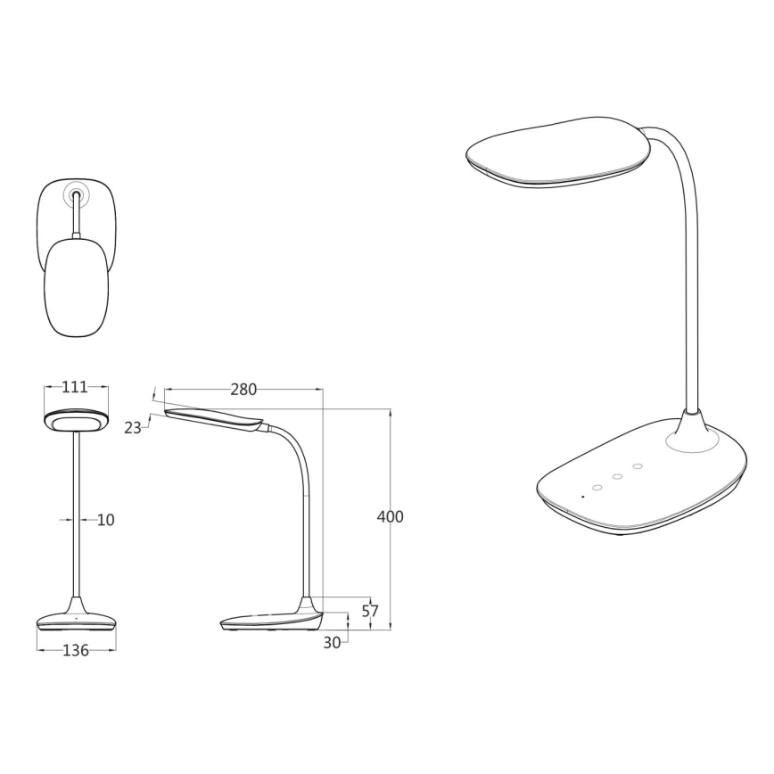 Globo - LED Ściemnialna dotykowa lampa stołowa LED/9W/230V 3000K/4000K/6500K CRI 90 czarna