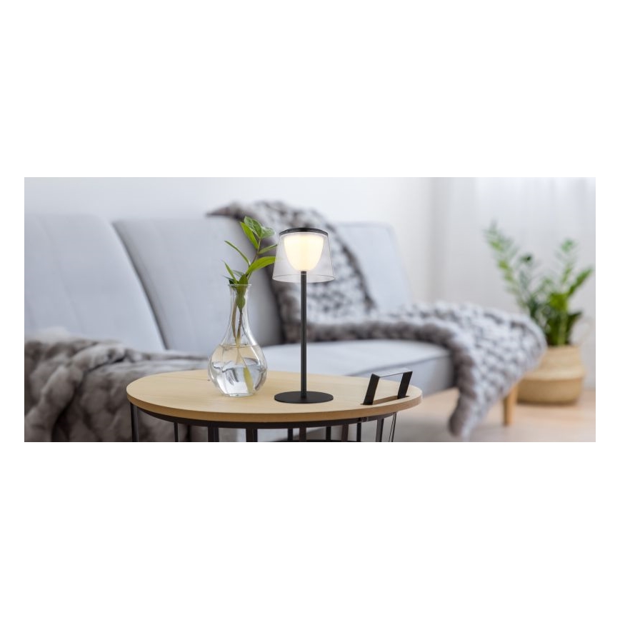 Globo - LED Ściemnialna dotykowa zewnętrzna lampa stołowa LED/1,8W/5V IP44 1800 mAh czarna/przezroczysta