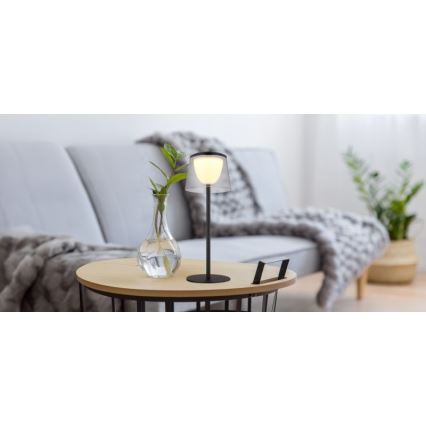 Globo - LED Ściemnialna dotykowa zewnętrzna lampa stołowa LED/1,8W/5V IP44 1800 mAh czarna/dymna
