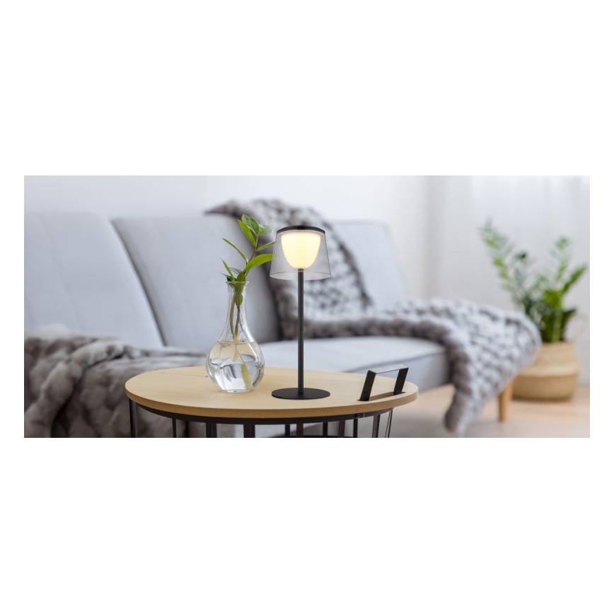 Globo - LED Ściemnialna dotykowa zewnętrzna lampa stołowa LED/1,8W/5V IP44 1800 mAh czarna/dymna