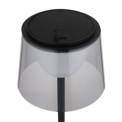 Globo - LED Ściemnialna dotykowa zewnętrzna lampa stołowa LED/1,8W/5V IP44 1800 mAh czarna/dymna
