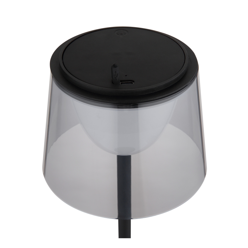 Globo - LED Ściemnialna dotykowa zewnętrzna lampa stołowa LED/1,8W/5V IP44 1800 mAh czarna/dymna