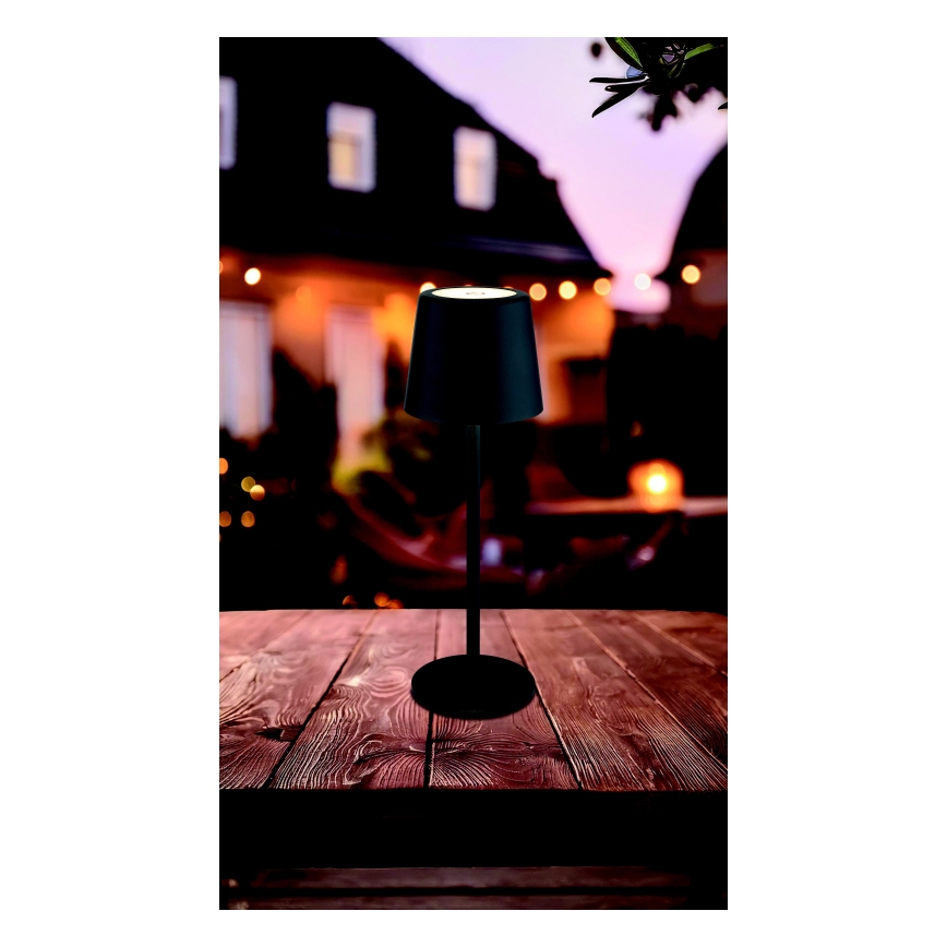 Globo - LED Ściemnialna zewnętrzna dotykowa lampa stołowa LED/2W/5V 3000/4000/6000K 2200 mAh IP44 czarna