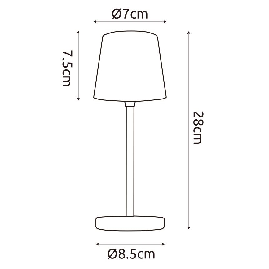 Globo - LED Ściemnialna zewnętrzna dotykowa lampa stołowa LED/2W/5V 3000/4000/6000K 2200 mAh IP44 czarna