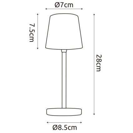 Globo - LED Ściemnialna zewnętrzna dotykowa lampa stołowa LED/2W/5V 3000/4000/6000K 2200 mAh IP44 kremowa