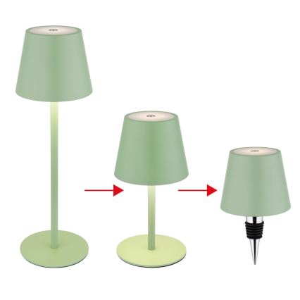 Globo - LED ściemnialna dotykowa ładowalna zewnętrzna lampa stołowa 3 w 1 LED/3W/5V 3000/4000/5000K IP54 1800 mAh zielona
