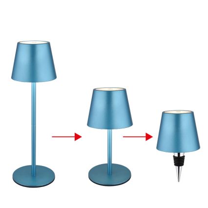Globo - dotykowa, ściemnialna, ładowalna zewnętrzna lampka stołowa 3 w 1 LED/3W/5V 3000/4000/5000K IP54 1800 mAh niebieska