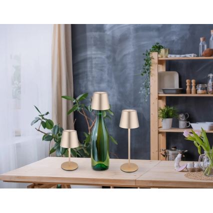 Globo - ściemnialna dotykowa ładowalna zewnętrzna lampa stołowa 3 w 1 LED/3W/5V 3000/4000/5000K IP54 1800 mAh mosiądz